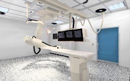 Visualización de CAD de una sala de angiografia